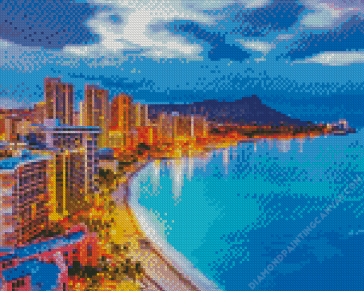 Waikiki Hawaii At Night Diamond Painting