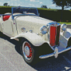 White 1952 Mg Car Diamond Painting