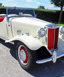 White 1952 Mg Car Diamond Painting