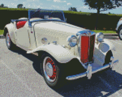 White 1952 Mg Car Diamond Painting