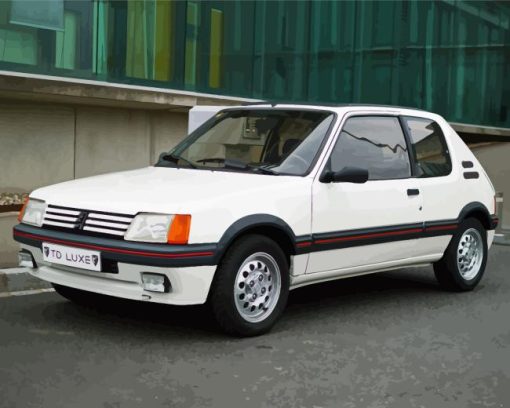 White 205 Gti Peugeot Diamond Painting