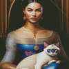 Woman With Siamese Diamond Painting