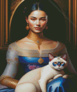 Woman With Siamese Diamond Painting