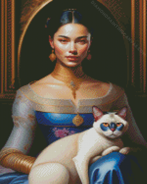 Woman With Siamese Diamond Painting