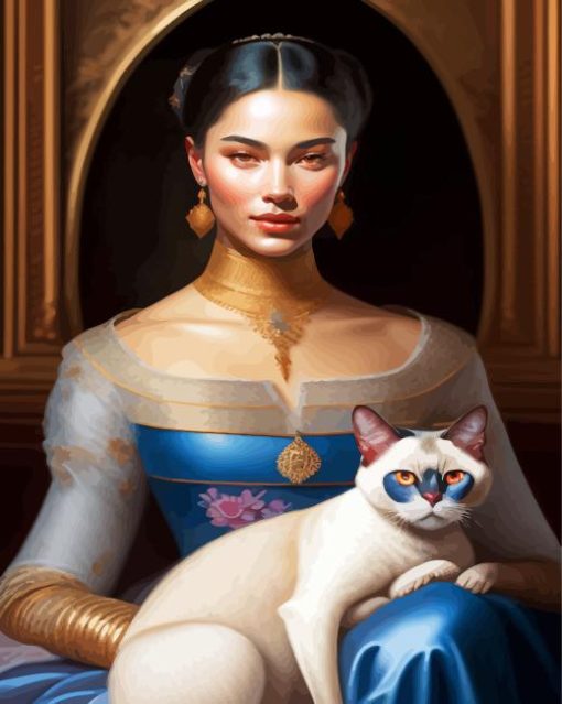 Woman With Siamese Diamond Painting