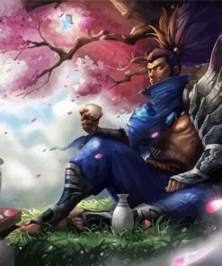 Yasuo Under Cherry Blossom Diamond Painting