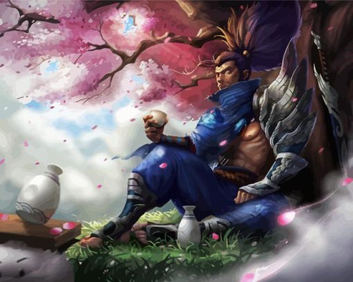 Yasuo Under Cherry Blossom Diamond Painting