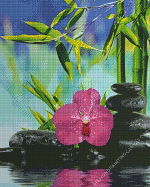 Zen Stones And Orchid Diamond Painting