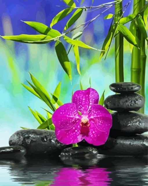 Zen Stones And Orchid Diamond Painting