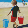 Boy Playing On The Beach Diamond Painting