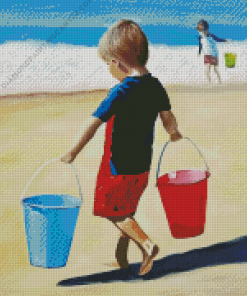 Boy Playing On The Beach Diamond Painting