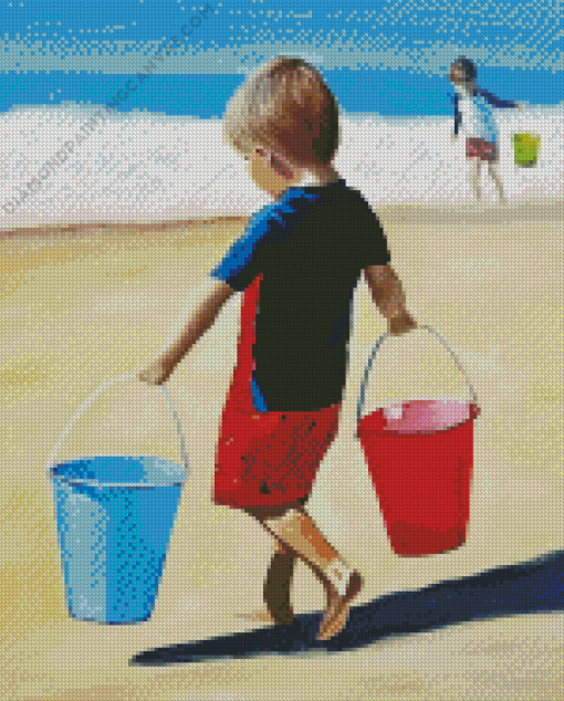 Boy Playing On The Beach Diamond Painting