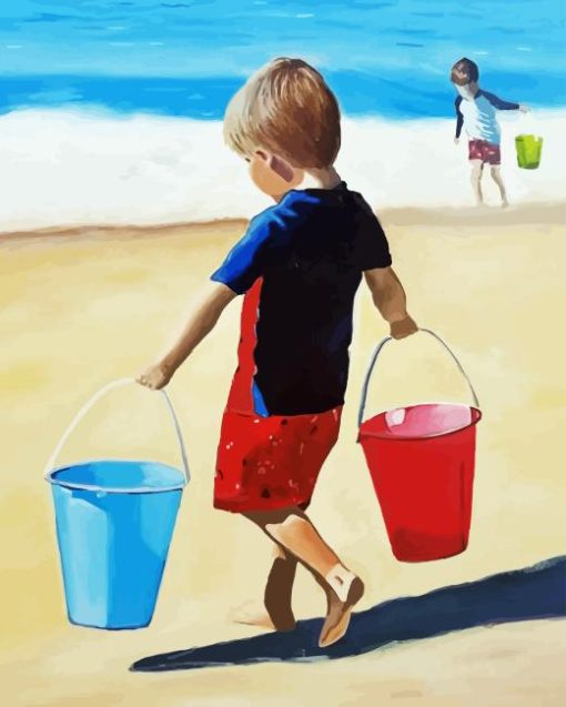 Boy Playing On The Beach Diamond Painting